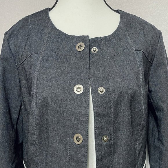 Renuar Womens Size 8 NWT Dark Wash Bolero Stretch Denim Jean Jacket Blazer - Picture 4 of 8